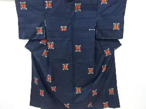 リサイクル　未使用品　枡に遠州椿模様織り出し手織り真綿紬着物